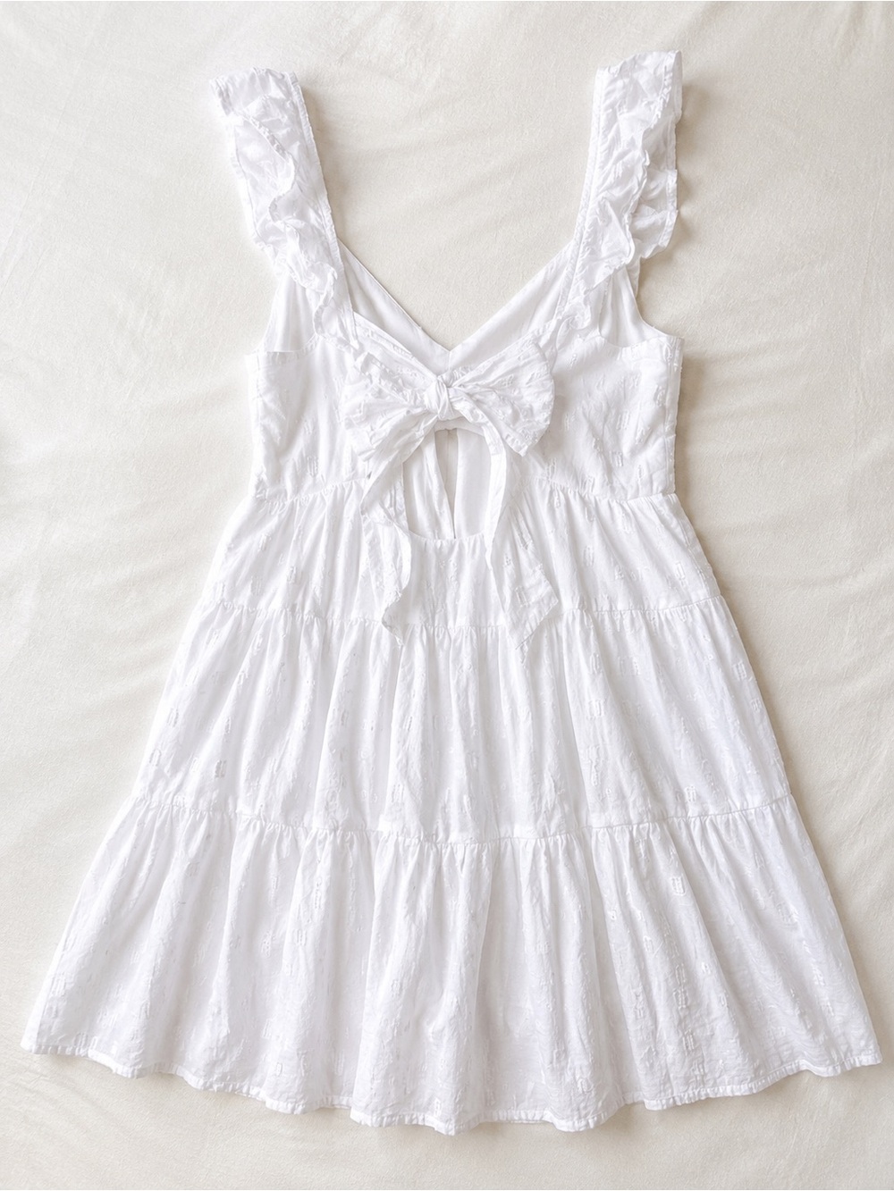 ALTAR'D STATE White Dress Swiss Dot Tiered Babydoll Mini L Coquette - Picture 3 of 5